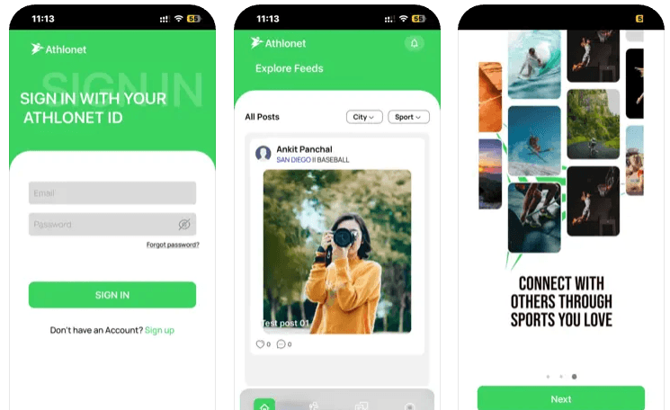 Sports networking mobile application